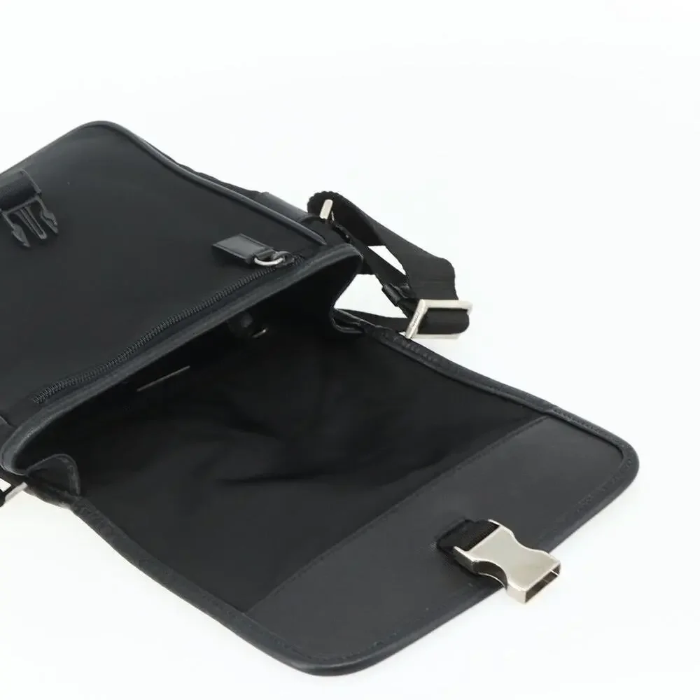 Prada Nylon Leather Shoulder Bag Black